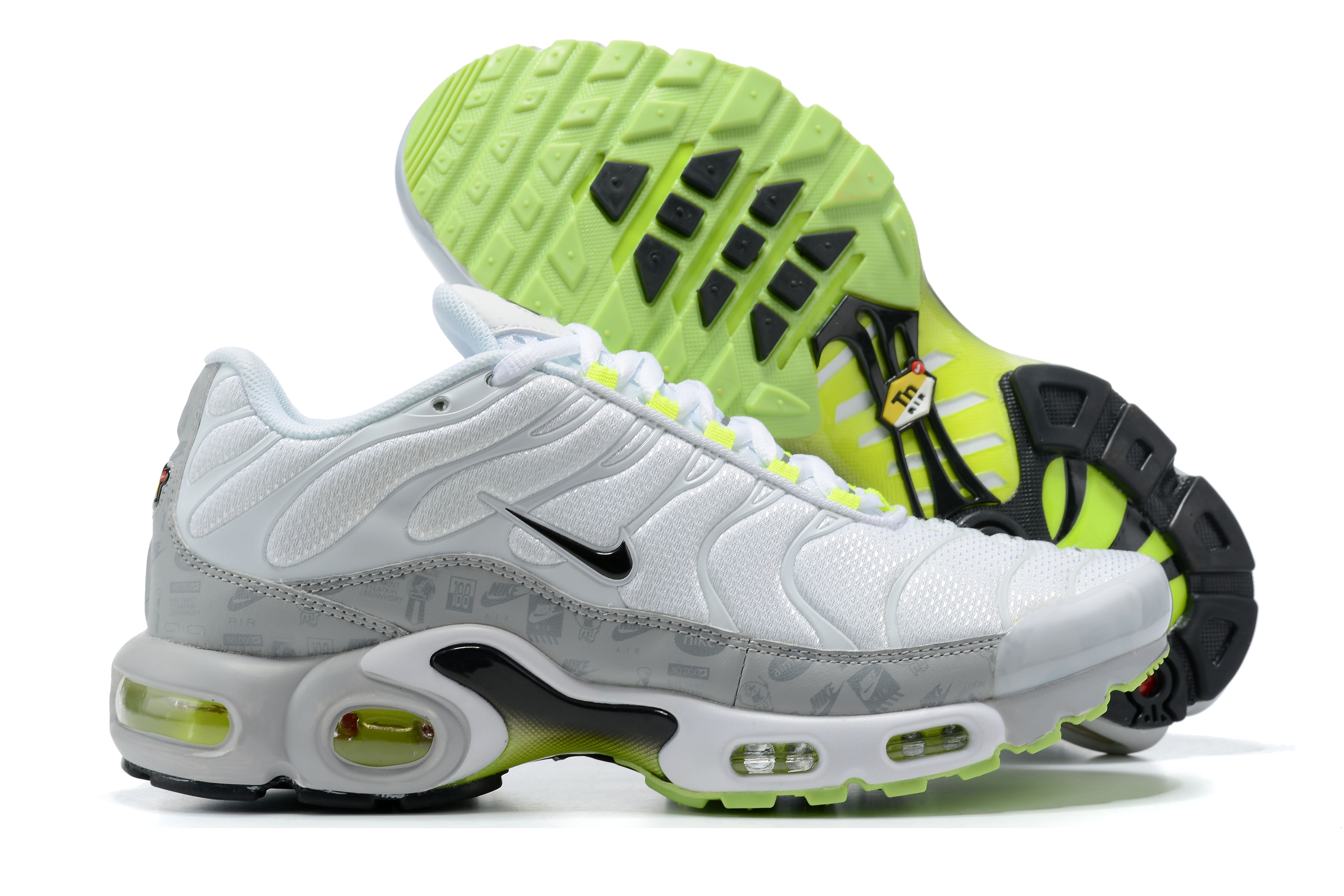 2021 Nike Air Max Plus White Grey Green Running Shoes - Click Image to Close